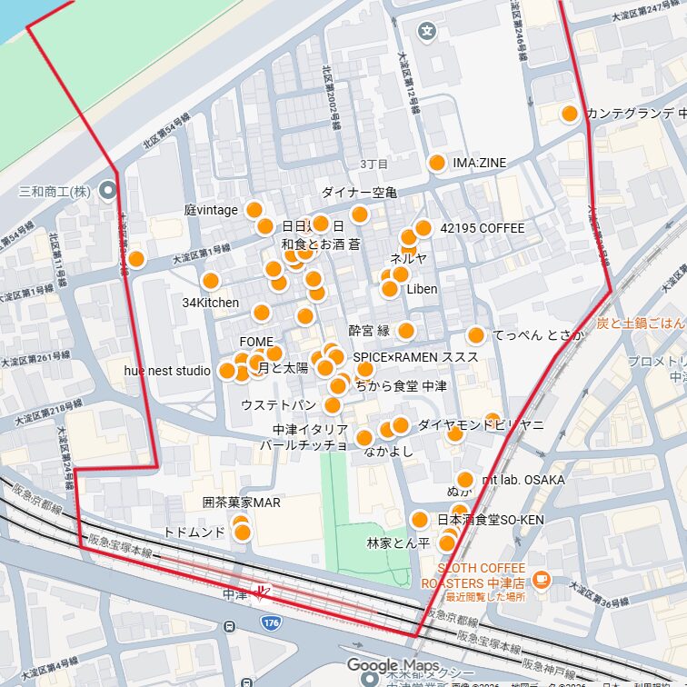 中津3丁目の区域線