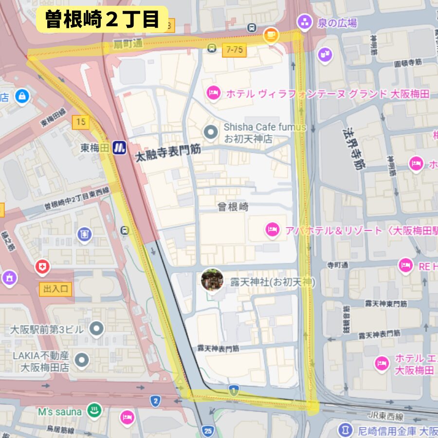 曽根崎二丁目の地図