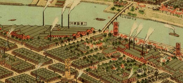 Panoramic map of Osaka City (Taisho period)